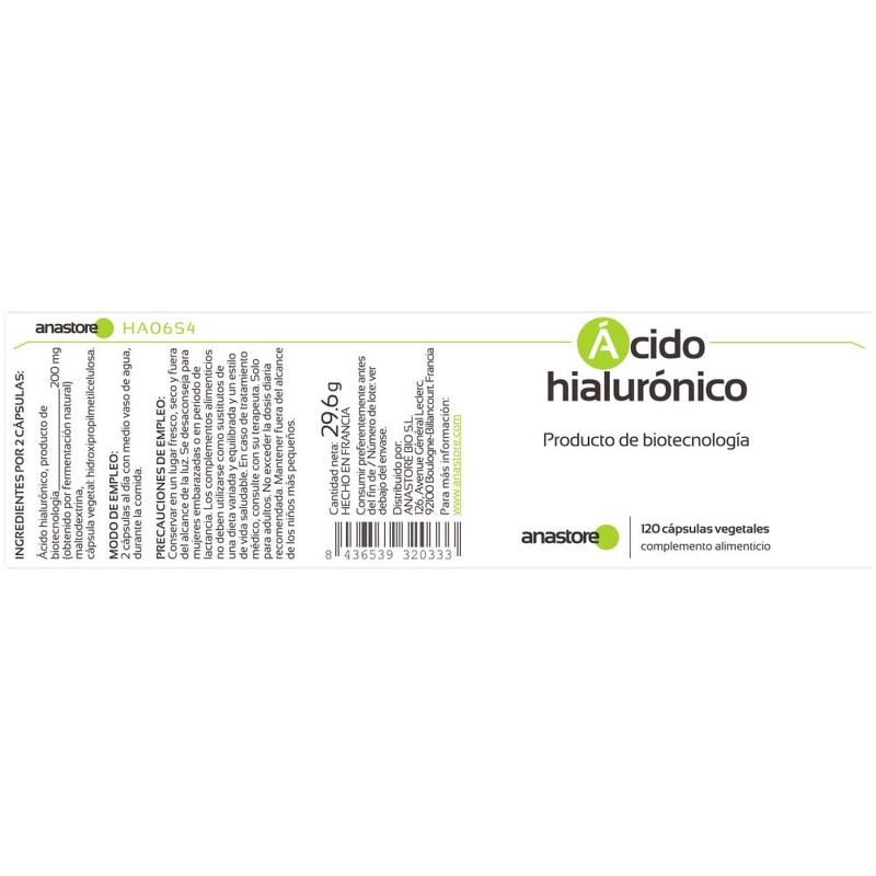 Biotechnological hyaluronic acid * 100 mg / 120 vegetable capsules