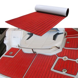 TBVECHI Teak Sheet 94.5 x 35.4in EVA Foam Teak Sheet Marine Flooring Yacht Boat Decking Board Canoe Golf Cart RV Flooring Self-Adhesive Pad, Red with Black Lines