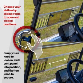 RED DOT Vented Clear Golf Cart Windshield Compatible with Evolution Classic & Forester Golf Carts | 1/4 Inch Acrylic | Made in the USA