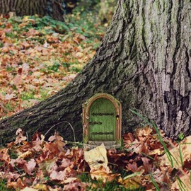Green Fairy Garden Door - Fairy Door Craft, Fairy Door Kit, Miniature Fairy Doors | Fairy Doors for Outdoor Trees, Mini Garden Miniatures Door, Multicoloured Door Fairy Doors, Fairy Garden Accessories