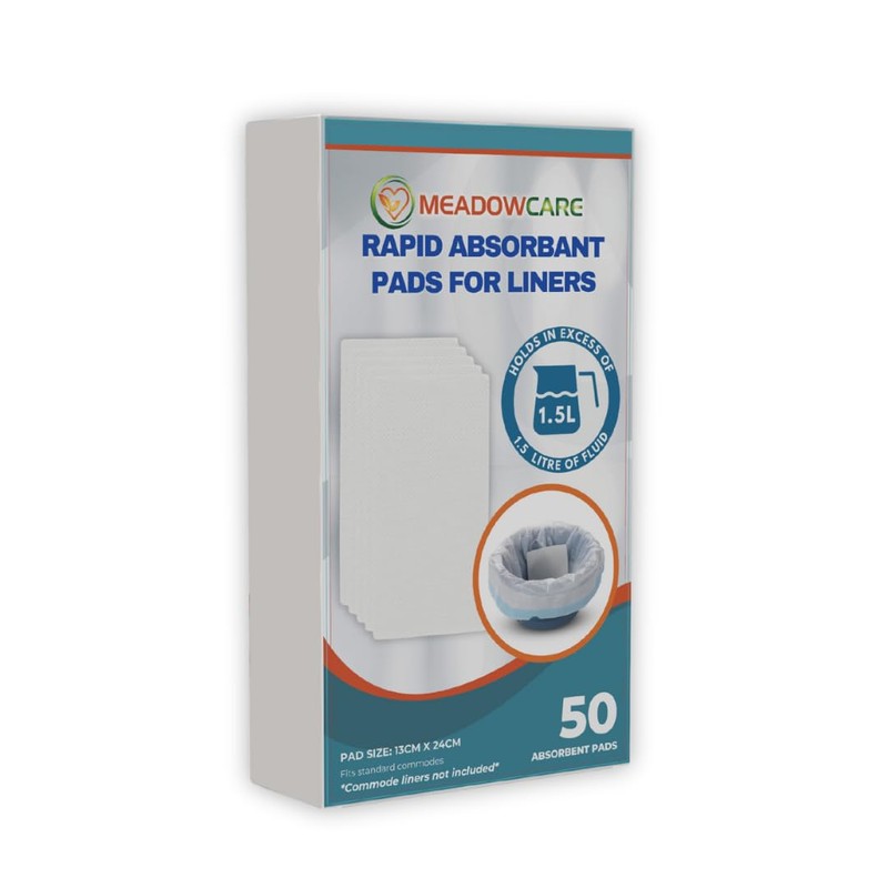 Meadowcare Commode Absorbent Pads | Pack of 50 Super Absorbent