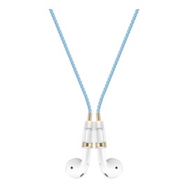 Lawonda Anti-Lost Neck Strap for Airpods, PU Leather Strong Magnetic Necklace Holder String, Compatible with AirPods 1&2/ Pro /3rd /Pro 2 Blue Gold