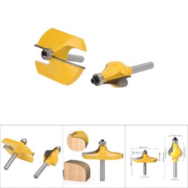 FTVOGUE Gluing Router, 2 x 8 mm Shank, Ogee Cut, Router Bit, Handrail Cutter Set with Bearing, YG6 Alloy, Anti-Kickback Design, Heat Resistant, Wooden Cords & Stair Railing