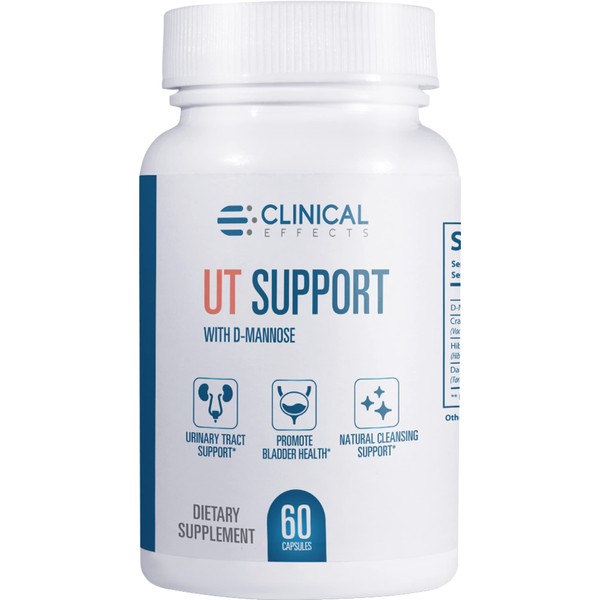 Clinical Effects UT Support - Natural Cleanse and Urinary Tract Health Support - D-Mannose, Dandelion, Hibiscus and Cranberry Pills for Women - 60 D Mannose Capsules - Made in The USA