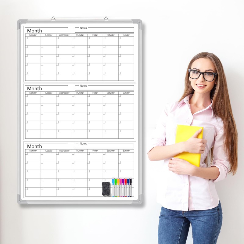 Lincia 36" x 24" Magnetic Vertical 3 Month Dry Erase