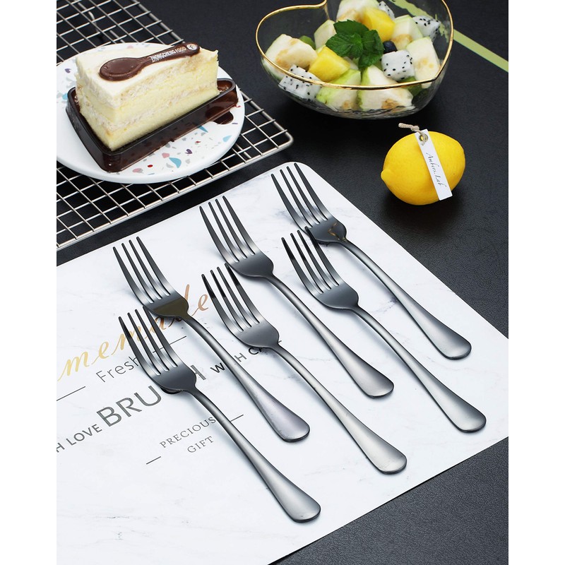 Kyraton Black Dinner Fork 6 Pieces, Stainless Steel 20.5cm Forks