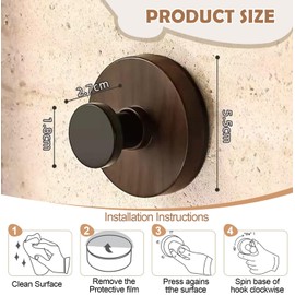 ANJOBIBI Suction Cup Hooks, Wood Grain Suction Cup Hooks for Shower, Mirror, Wall, Bathroom, Glass, Hanging Towels - 4 Pack(Wood Grain)