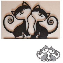 2PCS Animal Cat Metal Die Cuts,Love Wedding Spring Animal Cat Pet Flower Cutting Dies Cut Stencils for DIY Scrapbooking Album Decorative Embossing Paper Dies for Card Making