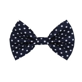 New Dogs Bow Tie Bowtie Dots Navy Cotton Elastic Band attach COLLAR ACCESSORY Handmade UK (Large dots, navy)