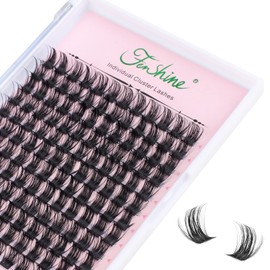 Fenshine Cluster Lashes Individual Lashes Wide Stem C/D Curl 9-15 mm Length DIY Eyelash Extension Individual Soft False Lashes for Personal Use at Home (14 mm, 144 Pieces D Curl)
