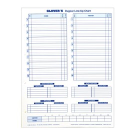 Glover's Scorebooks Dugout Line-Up Charts (11 x 14.5)