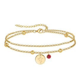 YeGieonr Women's Gold Birthflower Stainless Steel Bracelet, Golden Bracelets for Women, Jewellery Birthday Gift for Women, Girlfriend, Mother, Daughter, One size, Stainless Steel, No Gemstone