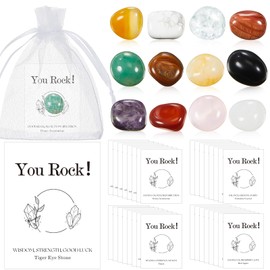Teenyyou 12 Sets You Rock Gifts Inspirational Crystals Rocks with Cards Organza Bags Natural Gemstone Employee Appreciation Thank You Gifts for Teacher Team Staff Coworkers Graduation Party Favors