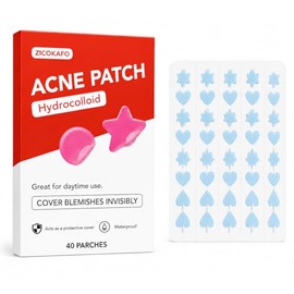 Acne Patch Parches para Acné Hidrocoloides 40 Piezas – Parches Invisibles en Forma de Corazones y Estrellas para Granos y Espinillas, Tratamiento Faci