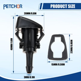 PETCHOR 4805742AC Wiper Washer Sprayer Nozzle Fits for 2009-2024 Dodge RAM 1500-5500, 2PCS Heavy Duty Trucks Windshield Washer Spray Nozzles