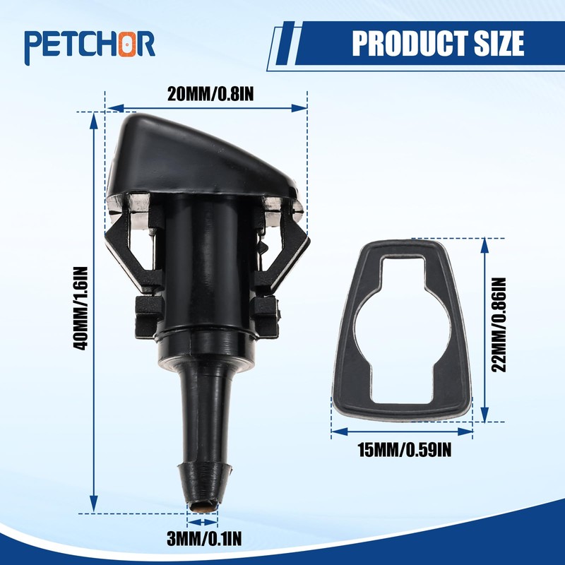 PETCHOR 4805742AC Wiper Washer Sprayer Nozzle Fits for 2009-2024 Dodge