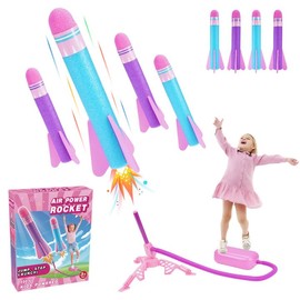 HappyGoLucky Girls Toys Age 3-12, Rocket Toy Launcher Toys for 3-10 Year Old Girls Garden Toys 3-9 Year Old Girls Gifts Stomp Toy Rockets Girls Gifts Age 5 6 7 Christmas Xmas Gifts for Kids