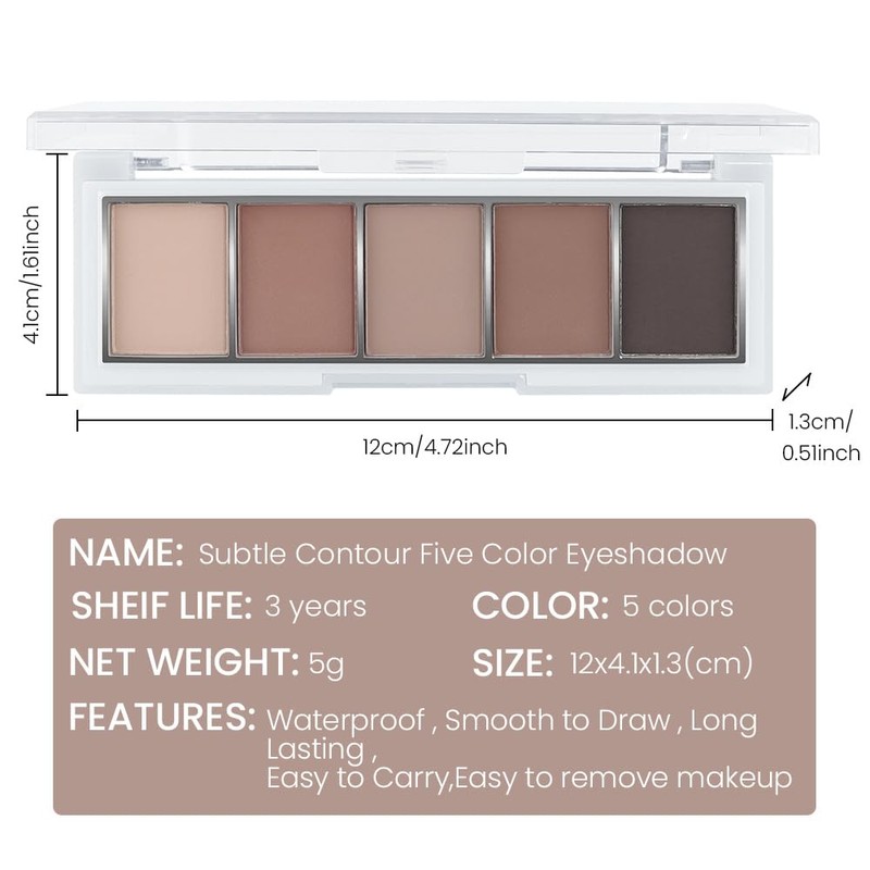 AMY'S DIARY Neutral Nude Brown Eyeshadow Palette Makeup, 5 Colors