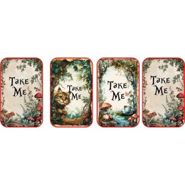 Handmade 6 Alice in Wonderland Take Me party favor birthday shower organza bag