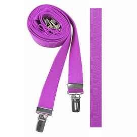 Sunrise Outlet Children's Junior's Solid Suspenders - X-Back - 36 inches Long - 1.0 inch Straps - Clip-On - Fluorescent Purple