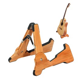 RONGSENDAY Guitar Stand - Acoustic Electric Guitar Stands Floor A-frame Wooden, Foldable Bamboo Single Bass Guitar Holder Portable Soporte Para Guitarra Rack for Mandolin Banjo Ukulee Violin