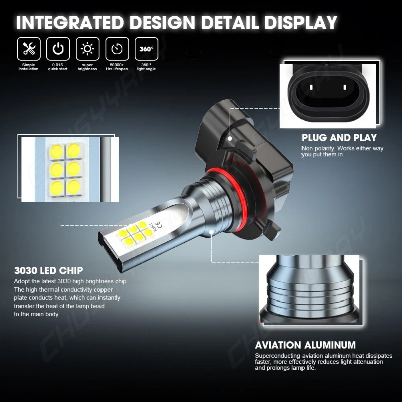 CHUSYYRAY 9005+H7 LED Headlight Bulb Combo Conversion Kit High Low