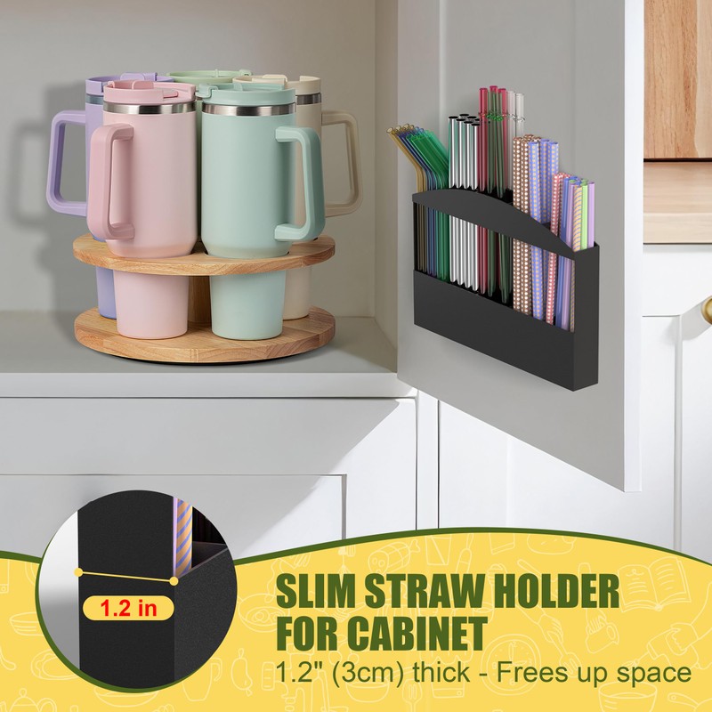 MyLifeUNIT Straw Holder for Cabinet Door, Metal Straw Dispenser Organizer