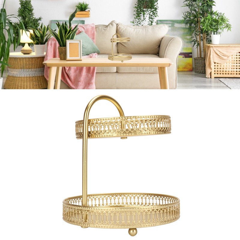 2 Tier Fruit Tray Gold Elegant Large Capacity Decorative Multi