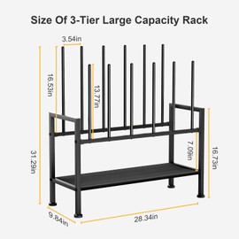 DIMJ Free Standing Shoe Racks - 3-Tier Boot Rack, Black Metal Storage Organizer for Tall Boots, Sneakers, Closet Organizer, Multiuse Shoe Rack, Fits 6 Pairs
