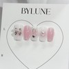 Pink Ribbon Handmade Nail Tips Nail Tips - Short Oval