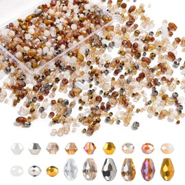 Glass Beads for Jewelry Making -800PCS Brown Crystal Beads for Bracelet Making Kit, Assorted Round Rondelle Gemstone Beads for DIY Crafts,Friendship Bracelets（Brown）