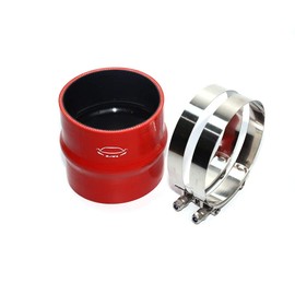 TMKOOL TMKOOL Combo 4-Ply Reinforced High Temperature 4" ID Straight Hump Coupler Silicone Hose + SS 304 T Bolt Clamp (4' Red)