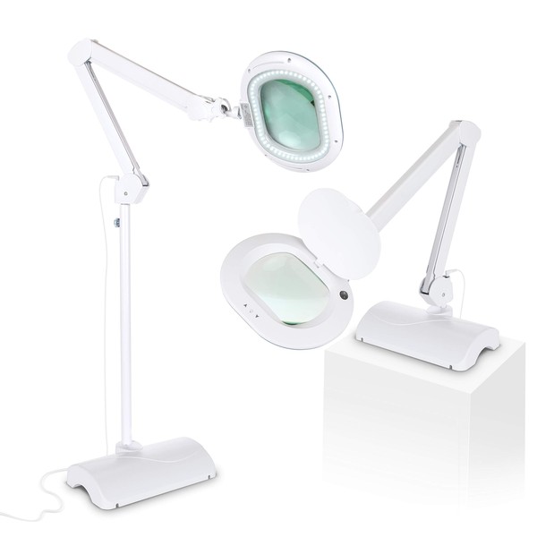 Brightech LightView Pro 2 in 1 Magnifying Floor Lamp & Table Lamp - Hands Free Magnifier with Bright LED Light for Reading - Work Light with Flexible Gooseneck - Standing Mag Lamp