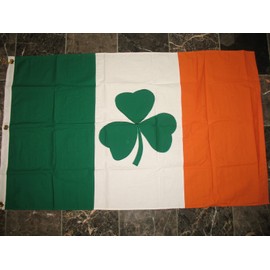 3x5 ft Embroidered Sewn Ireland Irish Shamrock Cotton Flag House Banner w/ Decal