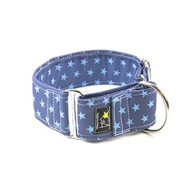 Galguita Amelie, 5cm Width XL (50cm - 60cm) Dog Collar Exhaust, Blue Stars