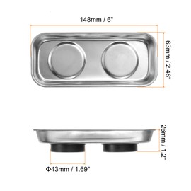sourcing map Square Magnetic Tray 6" x 1.02" Stainless Steel Magnet Tool Tray Parts Holder for Socket Screw Nuts Bolts Pin Washers Metal Parts