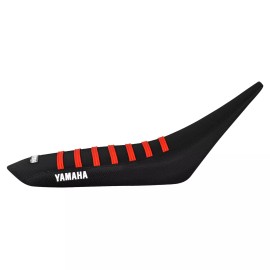 Yamaha YFZ 450 Seat Cover  2004-2013  all BLACK/ BRIGHT RED ribs LOGO #200