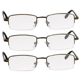 TruVision Readers 3 Pk - Silver Metal Frames and Clear Acrylic Lenses 2.75