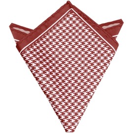 Elerevyo Men's Houndstooth Handkerchiefs Self-Fold Pocket Square for Suit Formal 1 Pcs One Size Deep Red