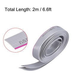sourcing map 2m/6.6ft 1.27mm Pitch 10 Pin IDC Flat Ribbon Cable - Grey