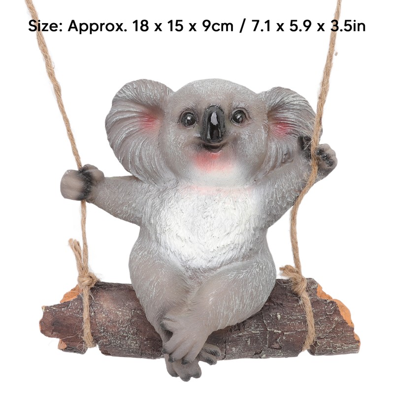 Swing Koala Sculpture Cartoon Synthetic Resin Animal Statues Decoration for