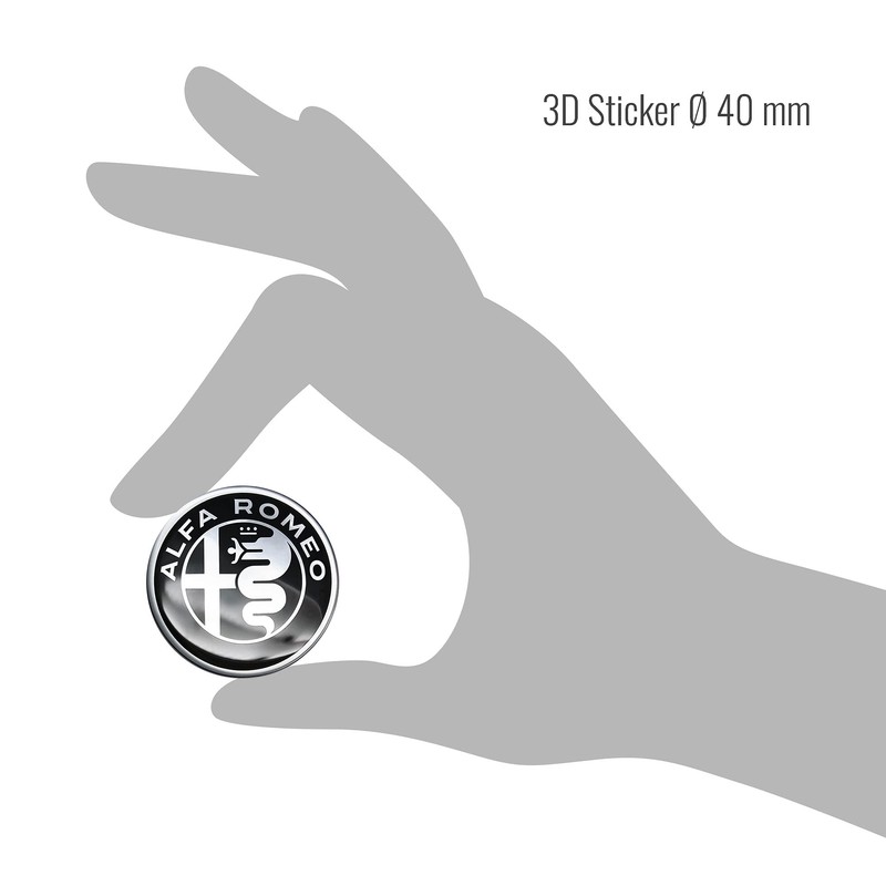 4R Quattroerre.it 3D Sticker Alfa Romeo Logo, Black and White,