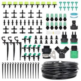 HOINCO 98FT 153Pcs Drip Irrigation Kit,Drip Irrigation System Kit Automatic Irrigation System Patio Misting Plant Watering System for Garden, Greenhouse, Flower Bed, Patio, Lawn.