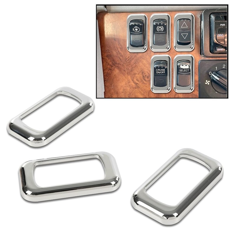 Chrome Plastic Rocker Switch Trim Compatible with Freightliners & Peterbilt