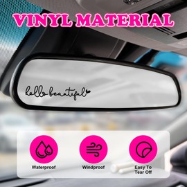 Rislobx 3pcs Hello Beautiful Mirror Decal Car Vanity Mirror Decals for Women Window Stickers (Black)
