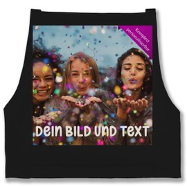 Geschenk mit Namen personalisiert by Shirtracer - Apron - Photo Image Text Adult - Photo Gift, 01 black