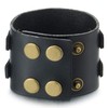 COOLSTEELANDBEYOND New Men's Black Leather Bracelet Genuine Leather Bangle with