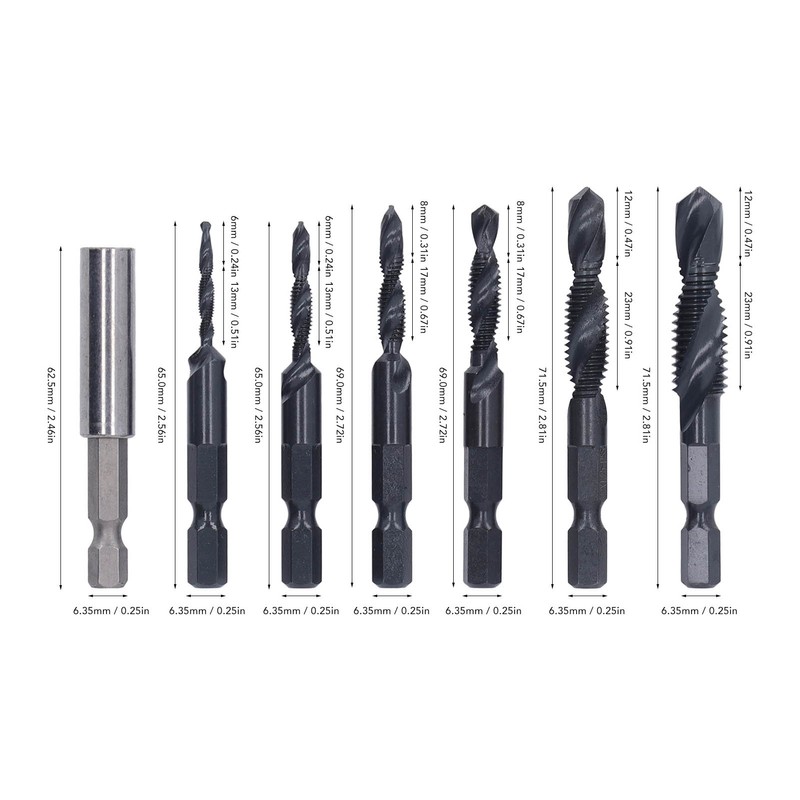 Hex Shank Combination Drill Tap 3 in 1 High Speed