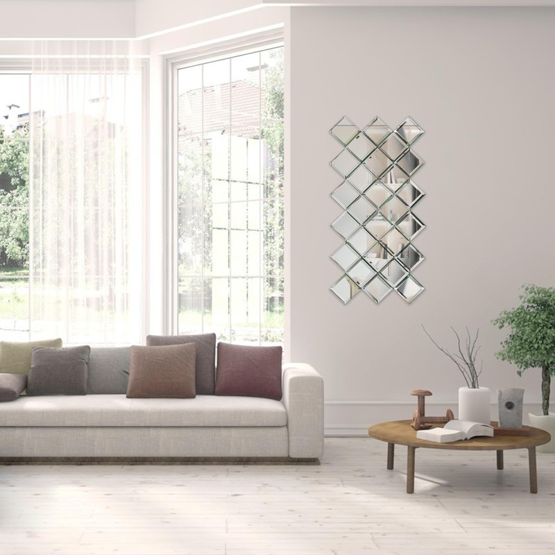 Lovdeco Peel and Stick 3 Inch Beveled Mirror Glass Tile