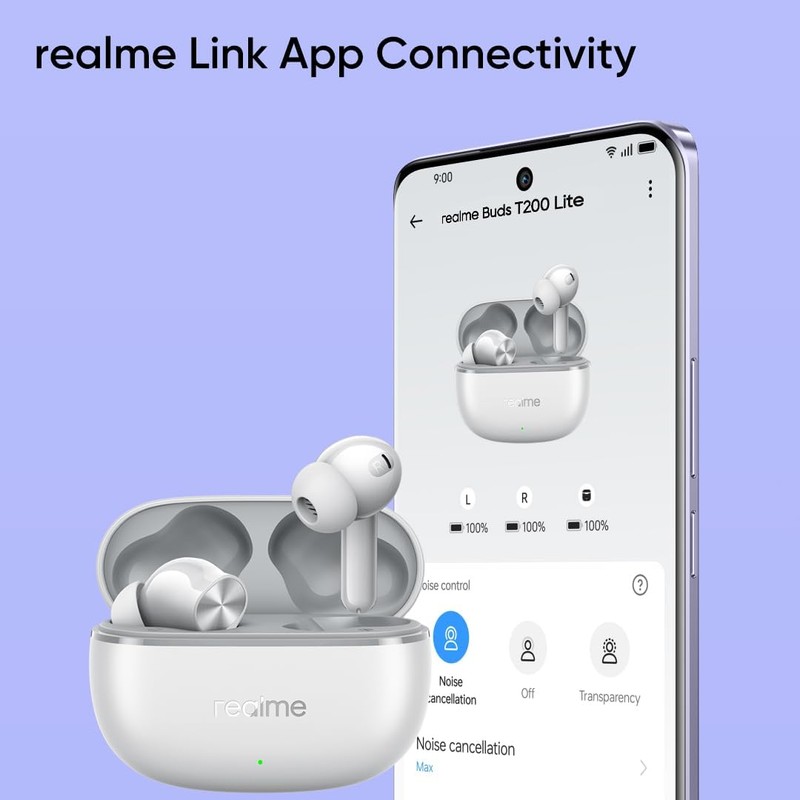 realme Buds T200 Lite Bluetooth in Ear Earbuds, 4 Mic,